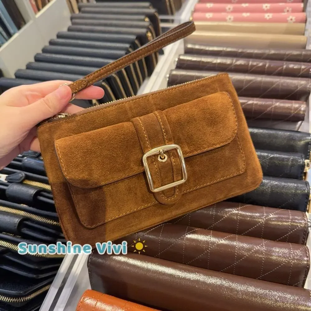 NWT Coach Ashton Wristlet Gold/Warm Brown Suede and smooth leather cen15